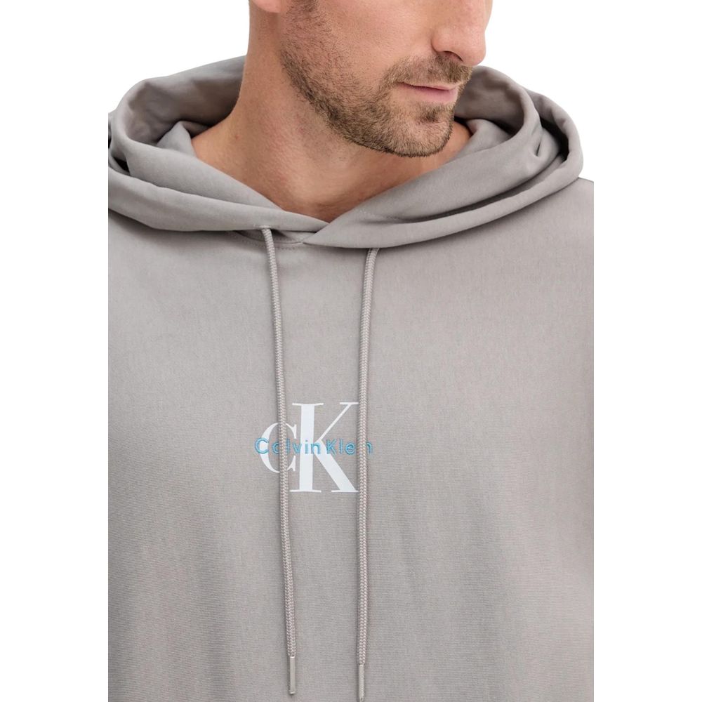 Felpa con cappuccio in cotone grigia Calvin Klein Jeans