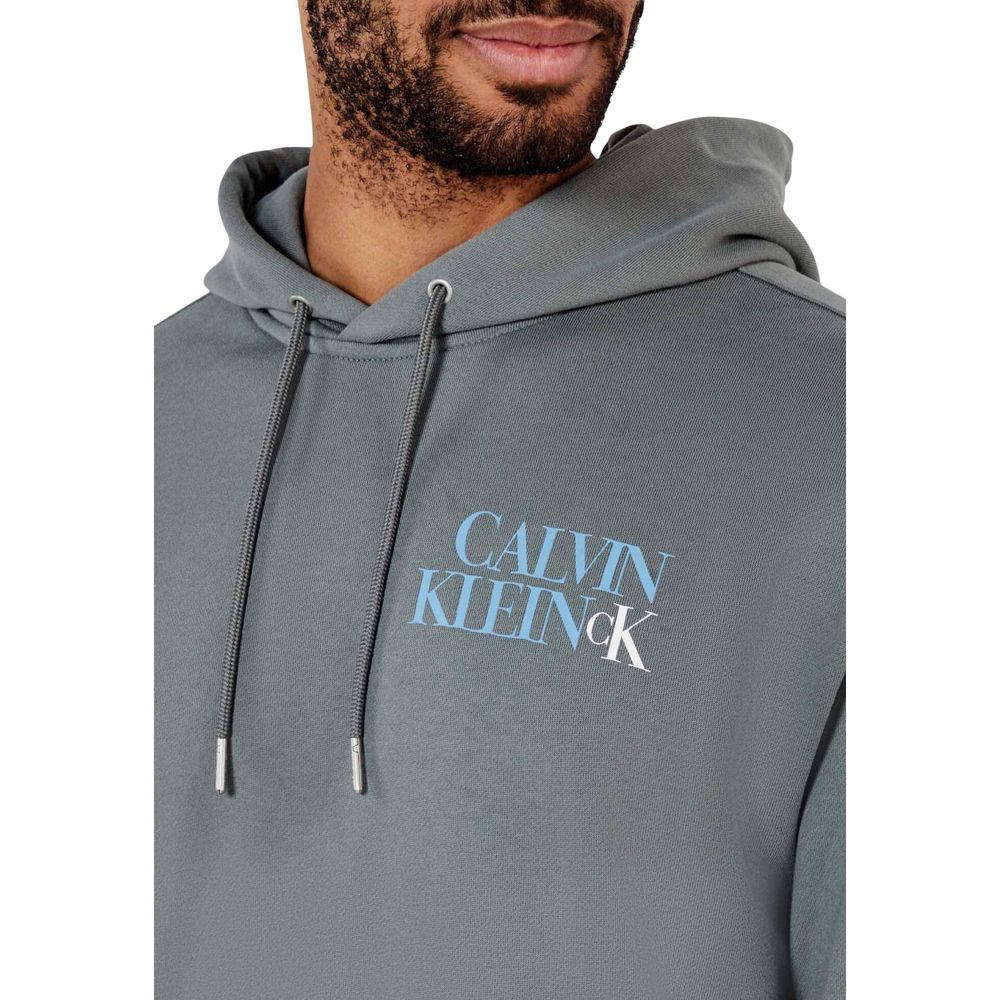 Felpa con cappuccio in cotone grigia Calvin Klein Jeans