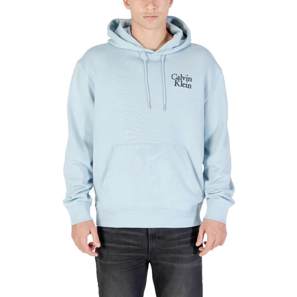 Felpa in cotone blu con cappuccio Calvin Klein Jeans