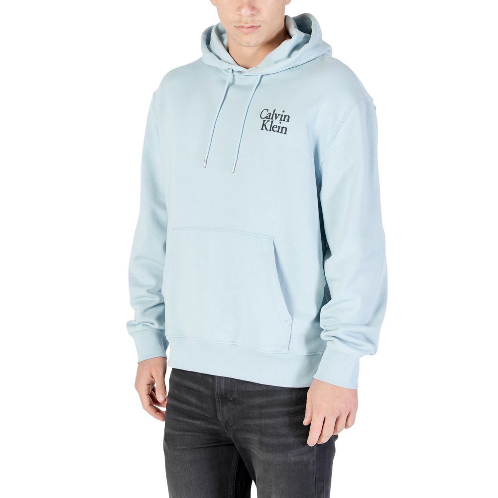 Felpa in cotone blu con cappuccio Calvin Klein Jeans