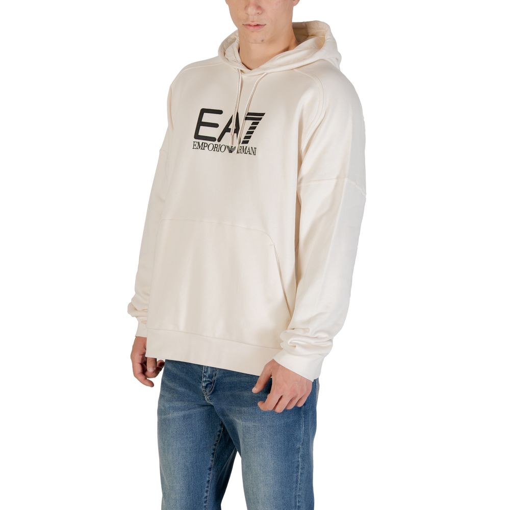 Felpa con cappuccio in cotone EA7 Emporio Armani nera e bianca