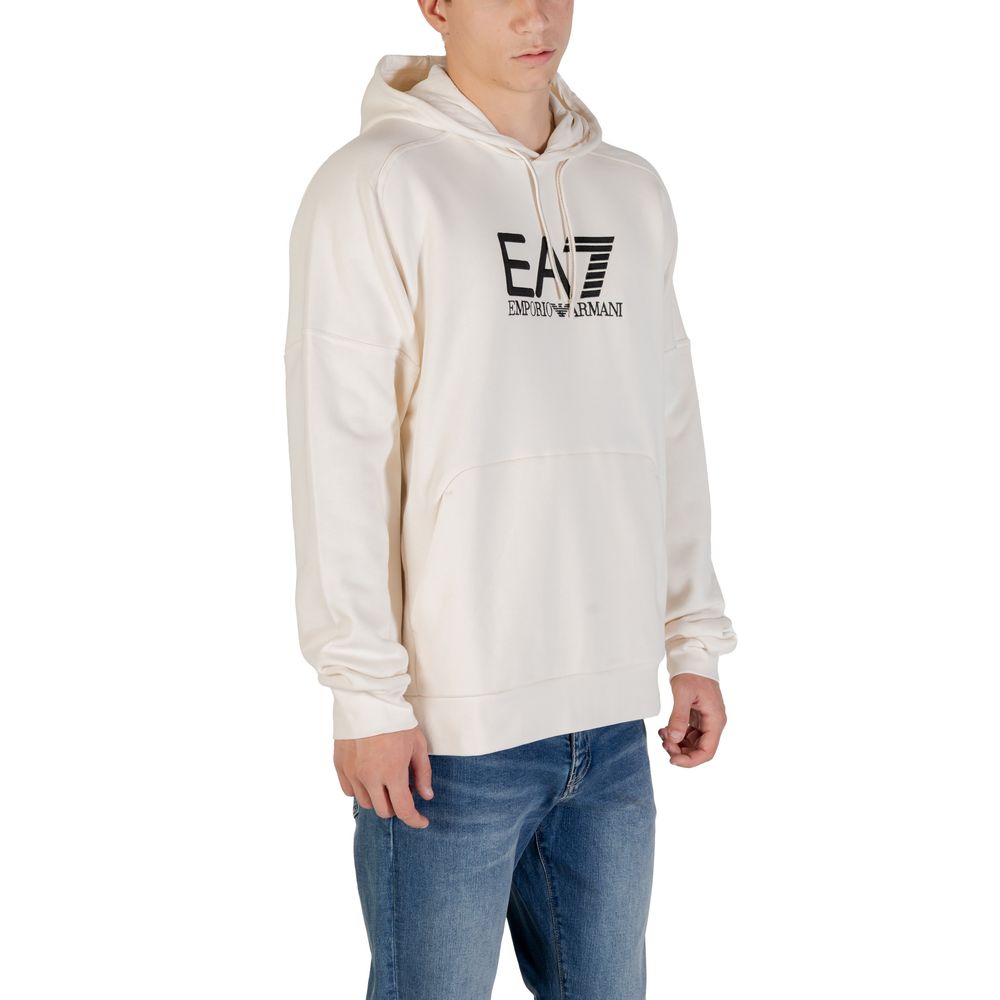Felpa con cappuccio in cotone EA7 Emporio Armani nera e bianca