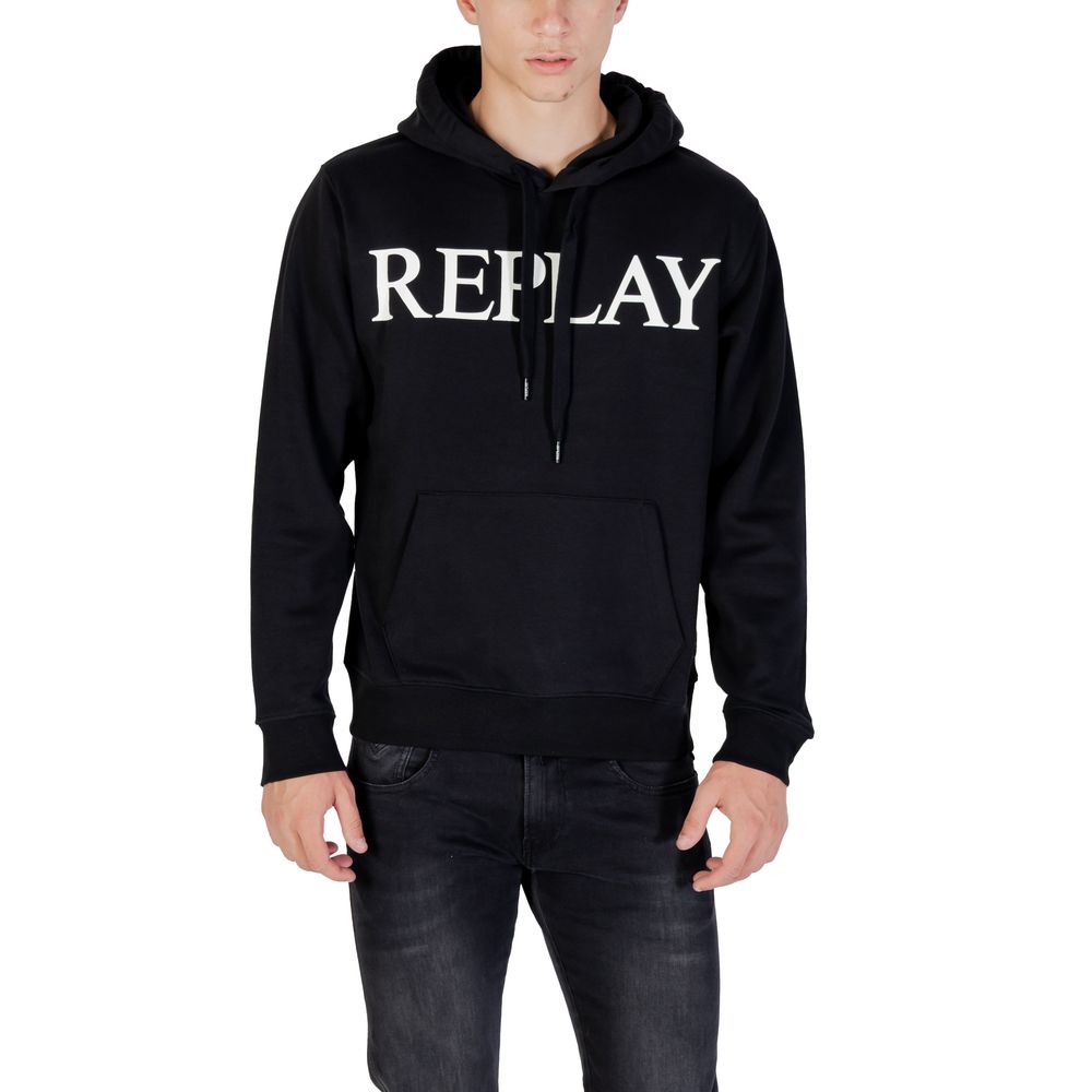 Felpa con cappuccio Replay in cotone nero