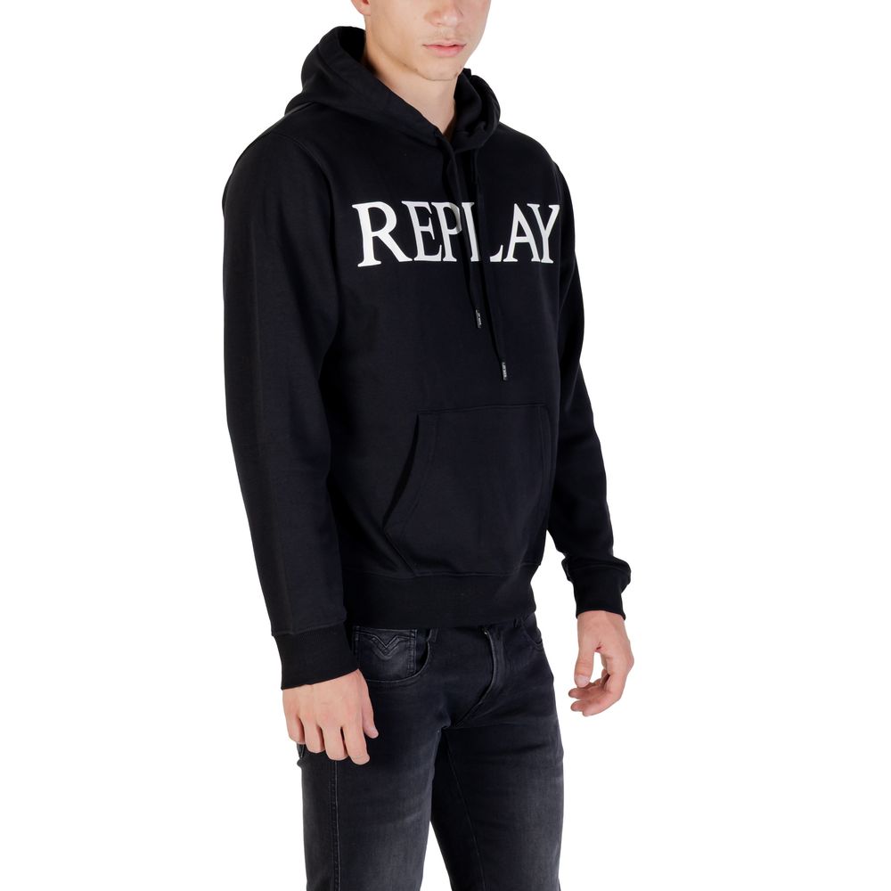 Felpa con cappuccio Replay in cotone nero