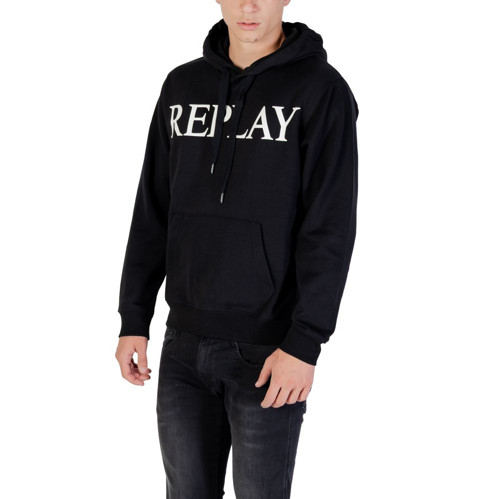 Felpa con cappuccio Replay in cotone nero