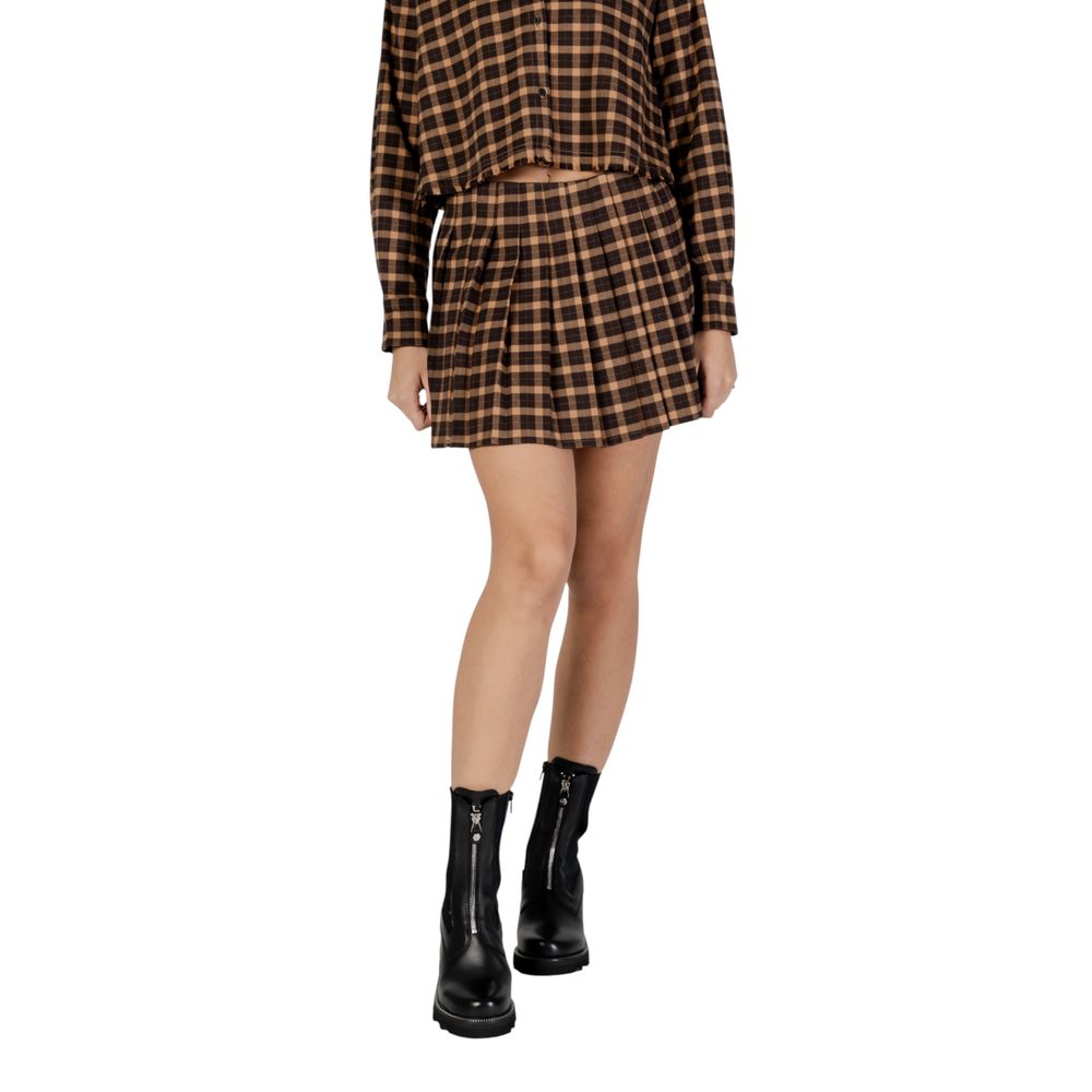 Mini-jupe en polyester recyclé, couleur marron