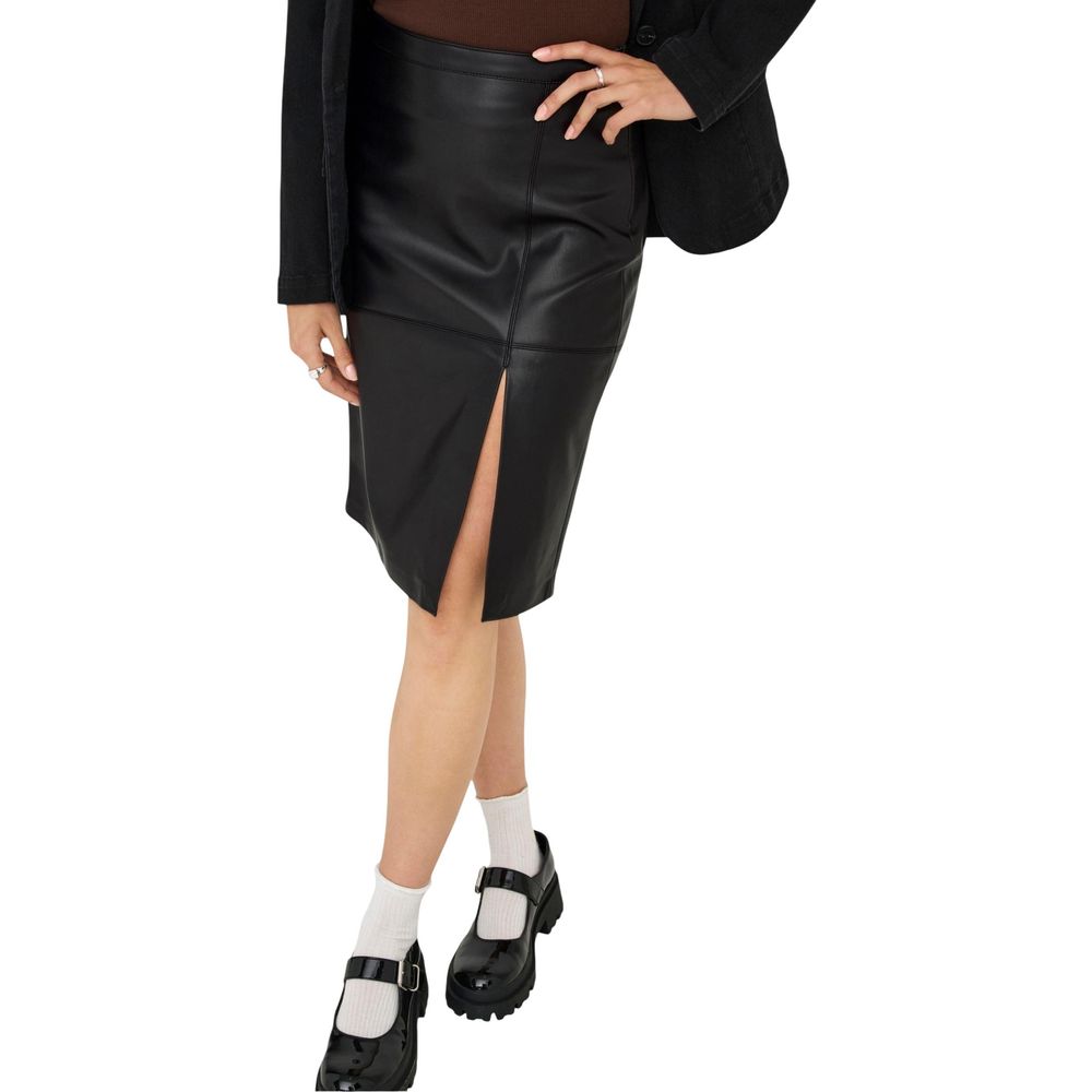 Jupe longue en polyester noir uniquement