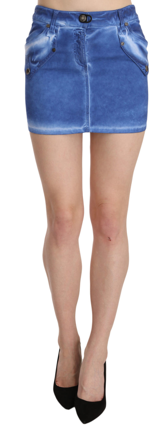 PLEIN SUD Minigonna casual in cotone elasticizzato blu