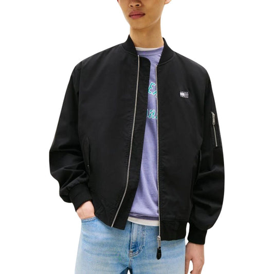 Bomber Tommy Hilfiger Jeans in cotone riciclato nero