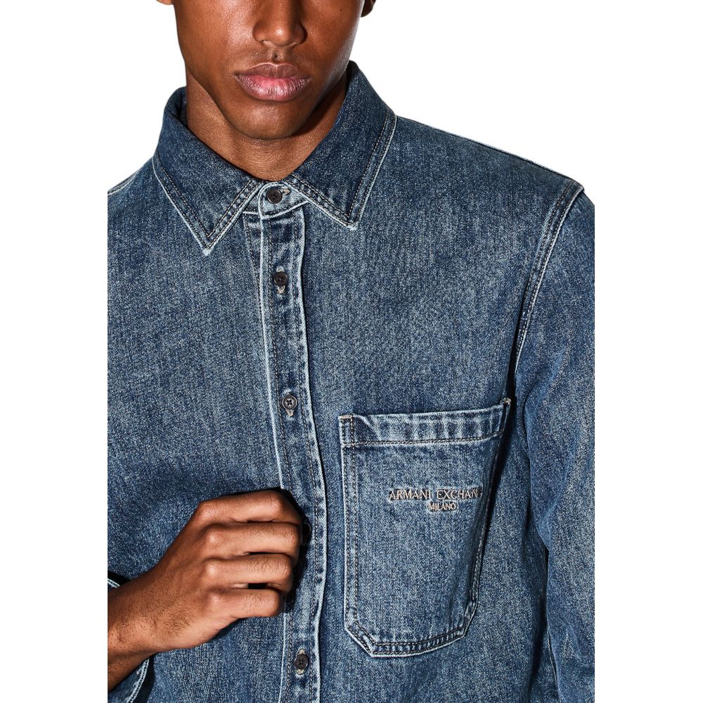 Chemise en denim bleu Armani Exchange