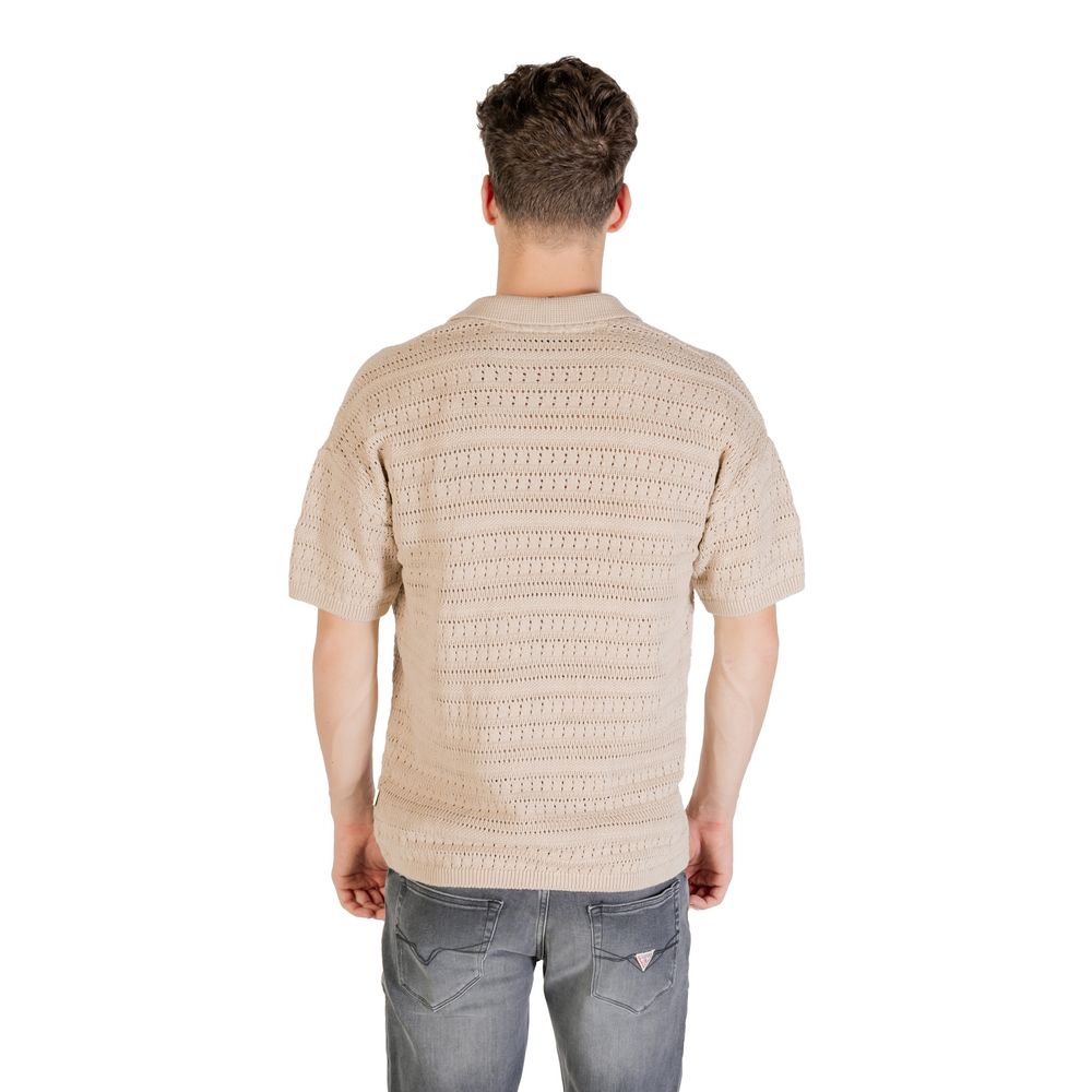 Chemise à manches courtes en coton beige Only & Sons