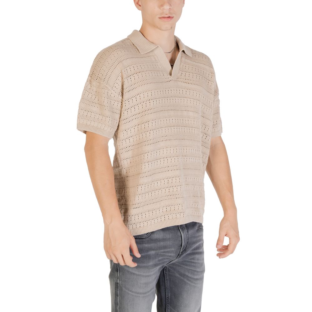 Chemise à manches courtes en coton beige Only & Sons