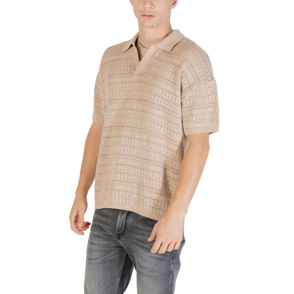 Chemise à manches courtes en coton beige Only & Sons