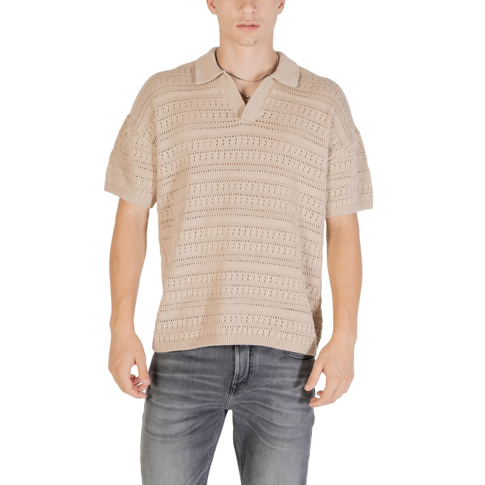 Chemise à manches courtes en coton beige Only & Sons