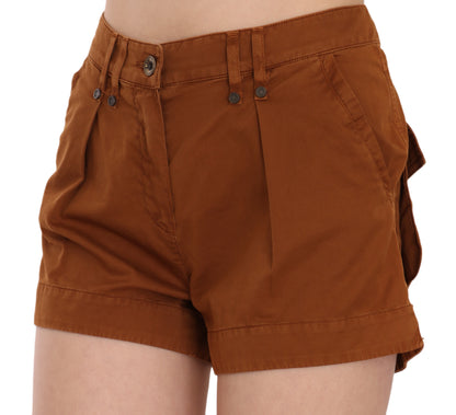 PLEIN SUD Mini shorts in denim di cotone a vita media marrone