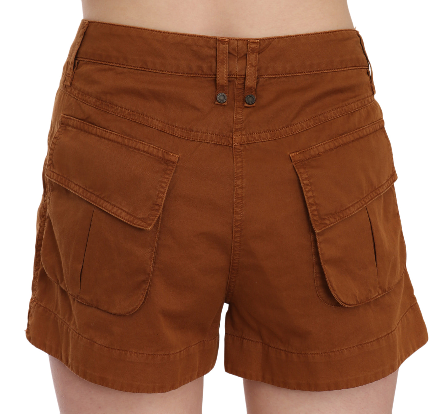 PLEIN SUD Mini shorts in denim di cotone a vita media marrone