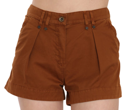 PLEIN SUD Mini shorts in denim di cotone a vita media marrone