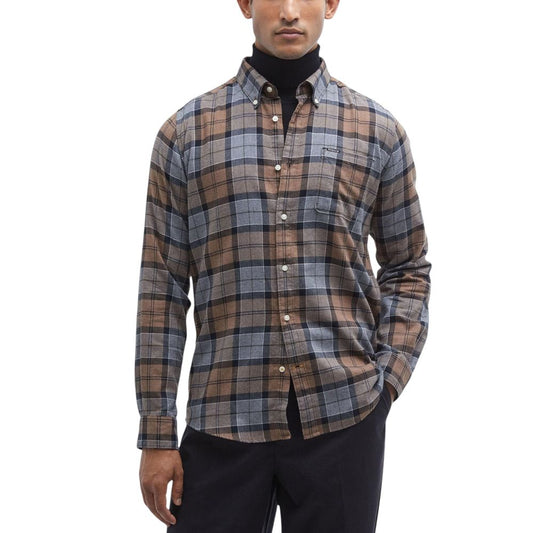 Camicia Barbour in cotone beige fantasia