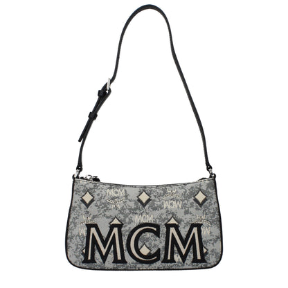 Borsa a tracolla MCM in tessuto grigio