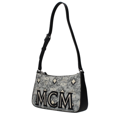 Borsa a tracolla MCM in tessuto grigio