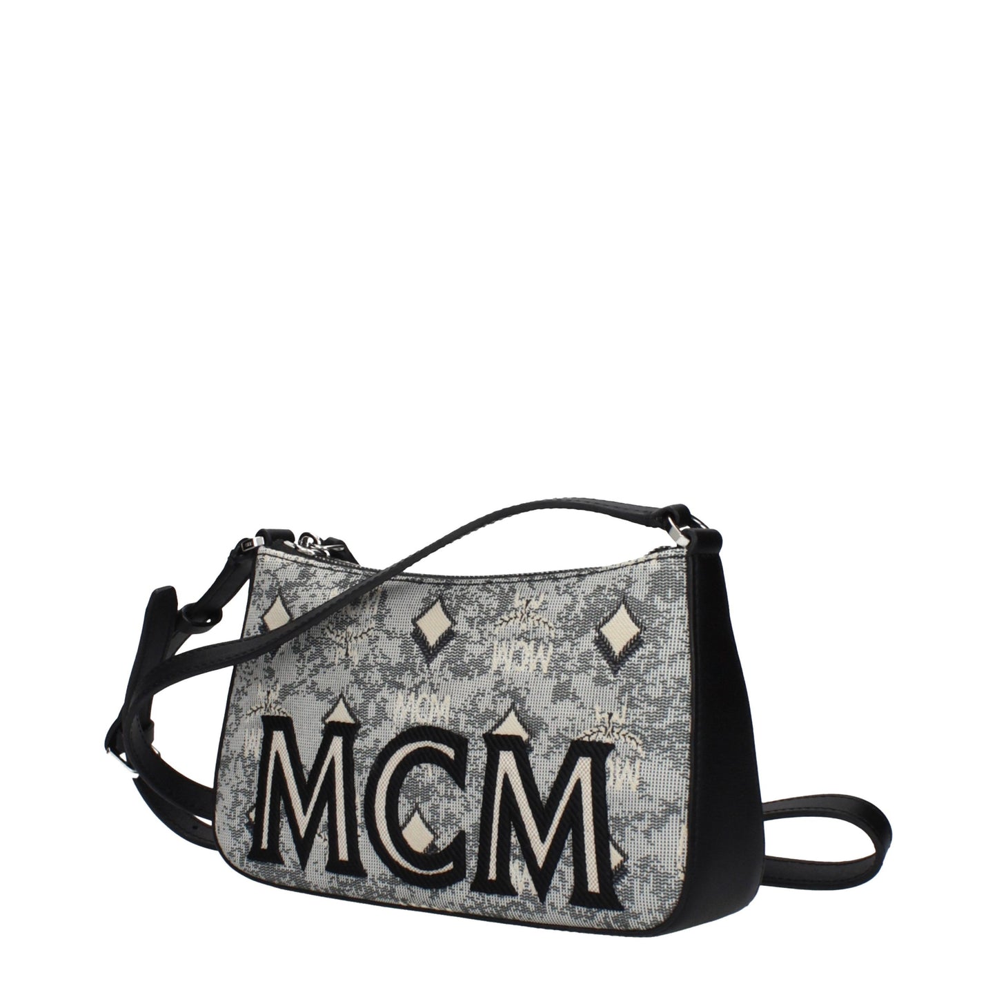 Borsa a tracolla MCM in tessuto grigio