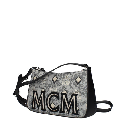 Borsa a tracolla MCM in tessuto grigio