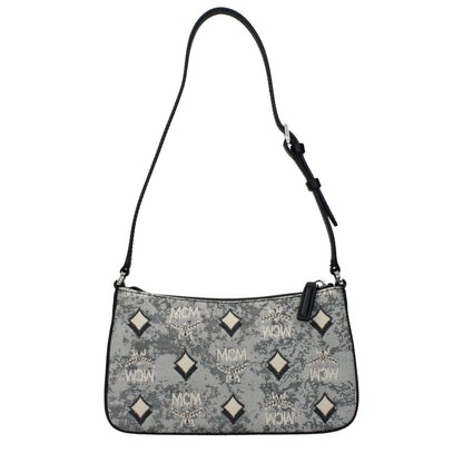 Borsa a tracolla MCM in tessuto grigio