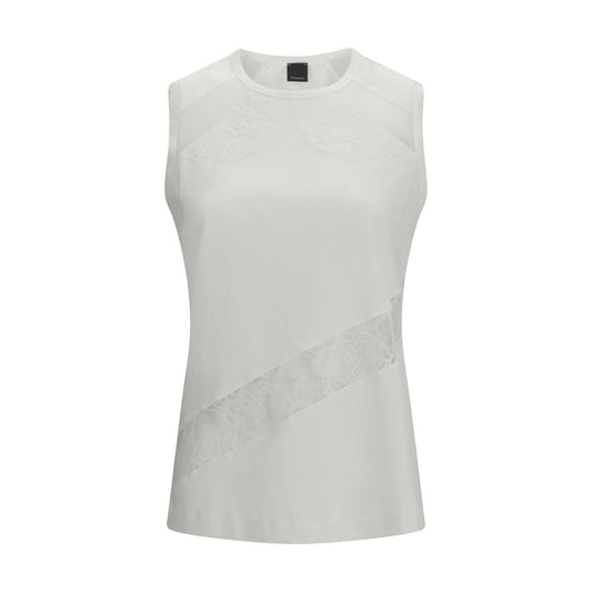 PINKO White Cotton Sleeveles T-Shirt