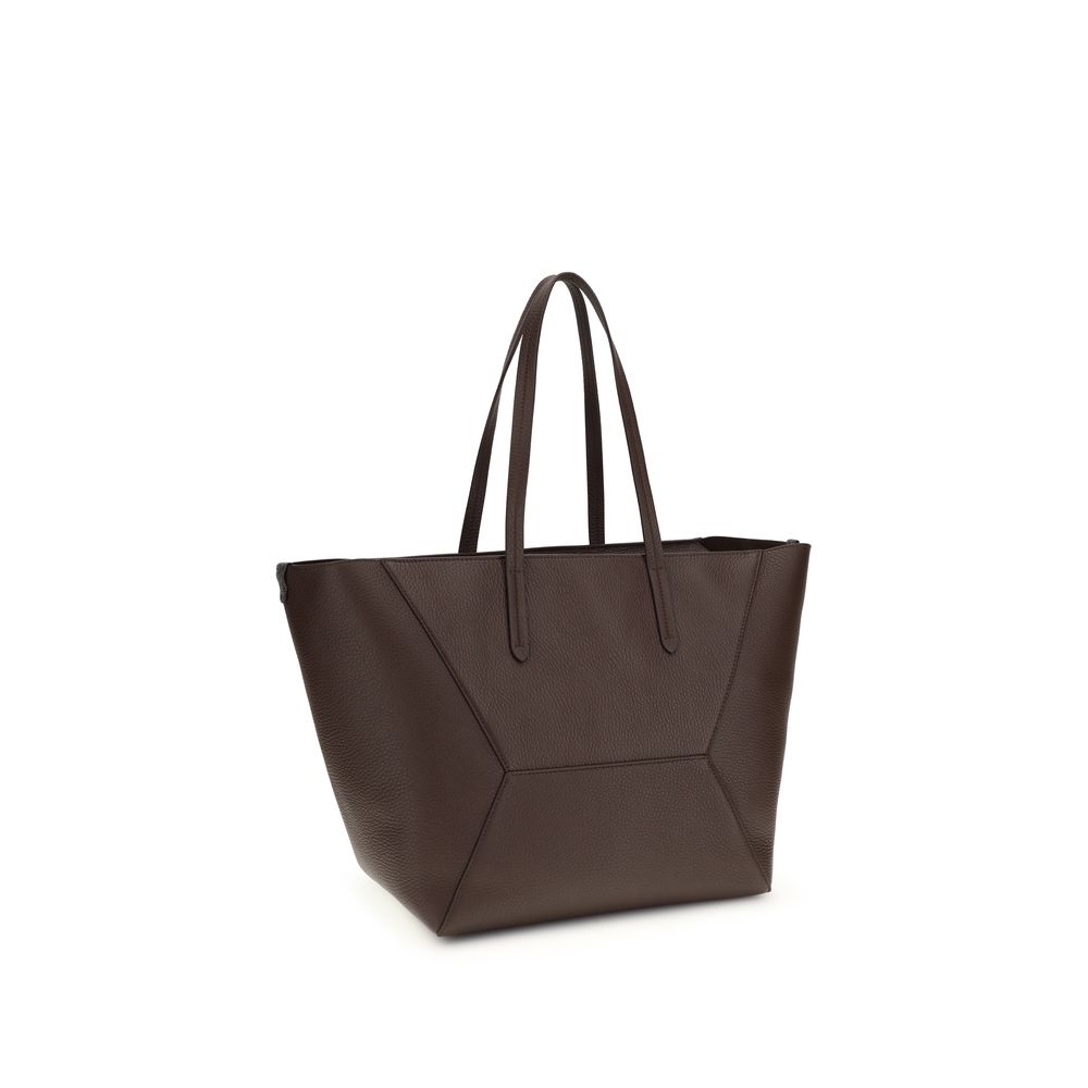 Brunello Cucinelli Borsa a Spalla in Pelle di Vitello Marrone Bos Taurus