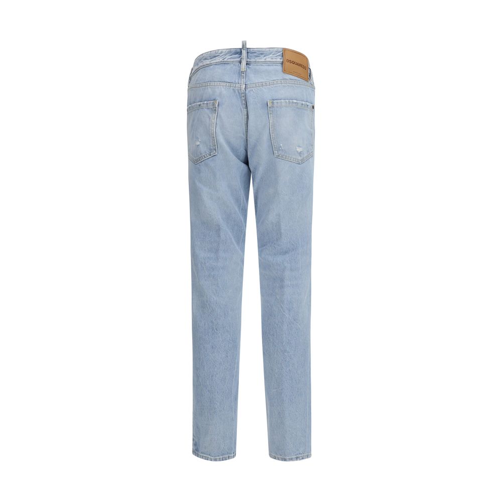 Dsquared² Jeans Blu in Cotone a Gamba Dritta