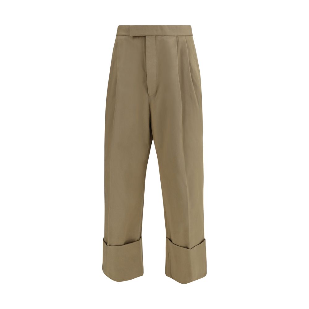 Pantaloni casual in cotone beige Thom Browne