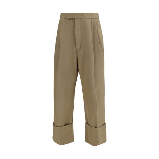 Pantaloni casual in cotone beige Thom Browne