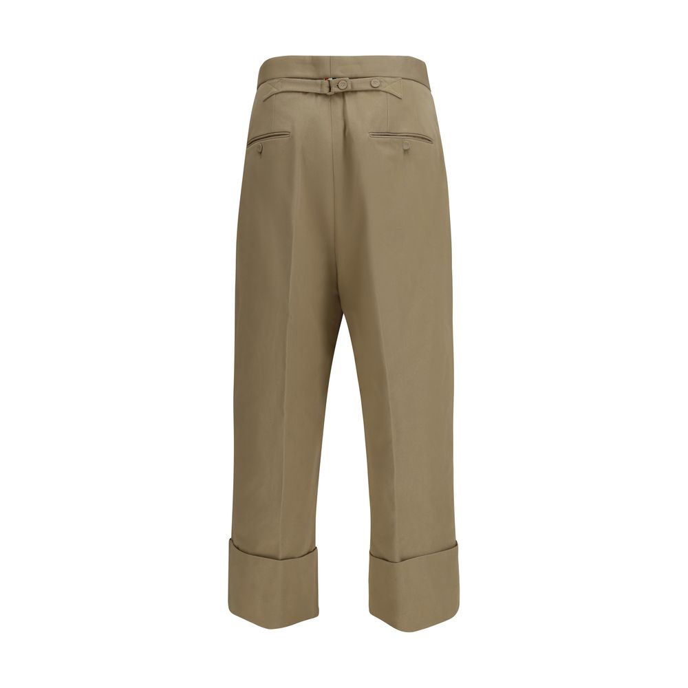 Pantaloni casual in cotone beige Thom Browne