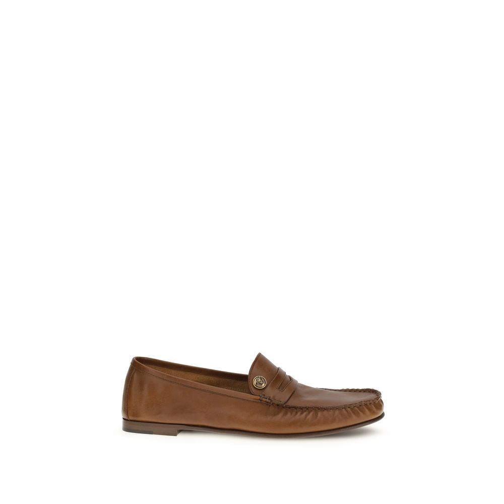 Mocassins à enfiler en cuir de veau marron Bos Taurus Versace