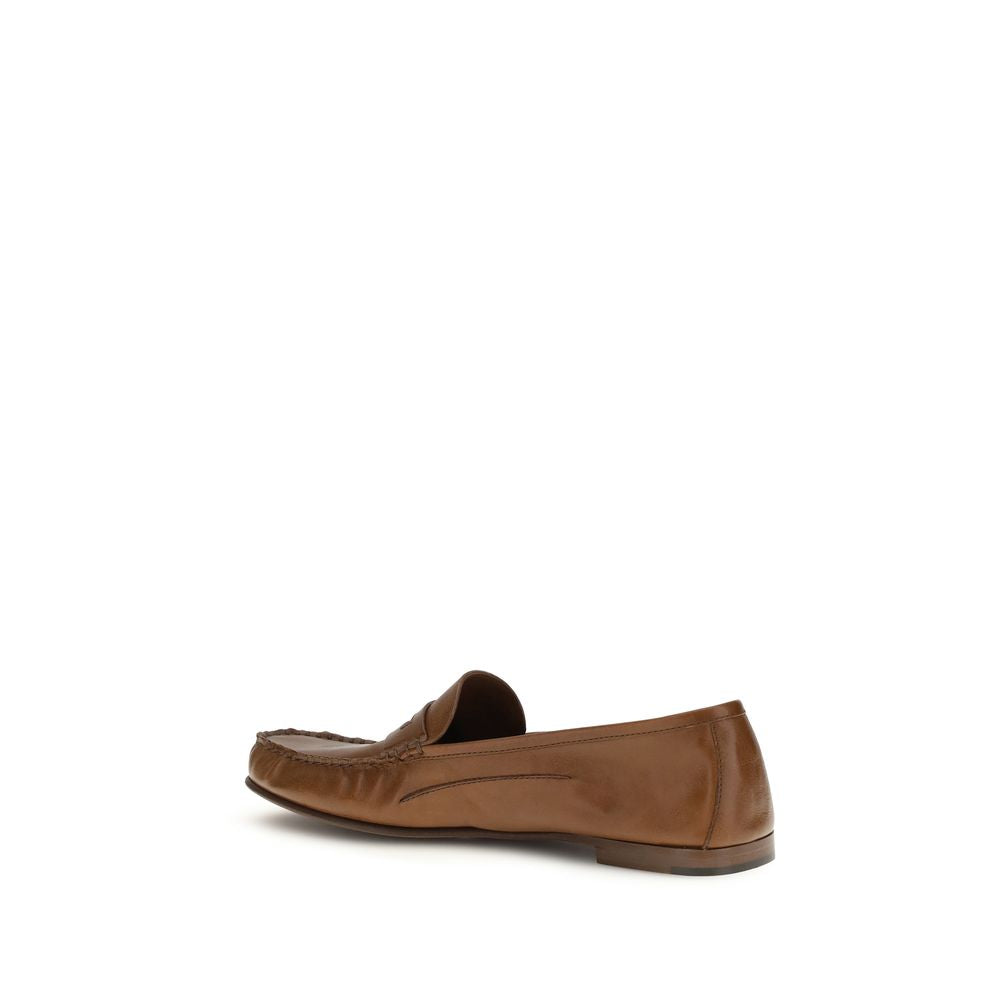 Mocassins à enfiler en cuir de veau marron Bos Taurus Versace