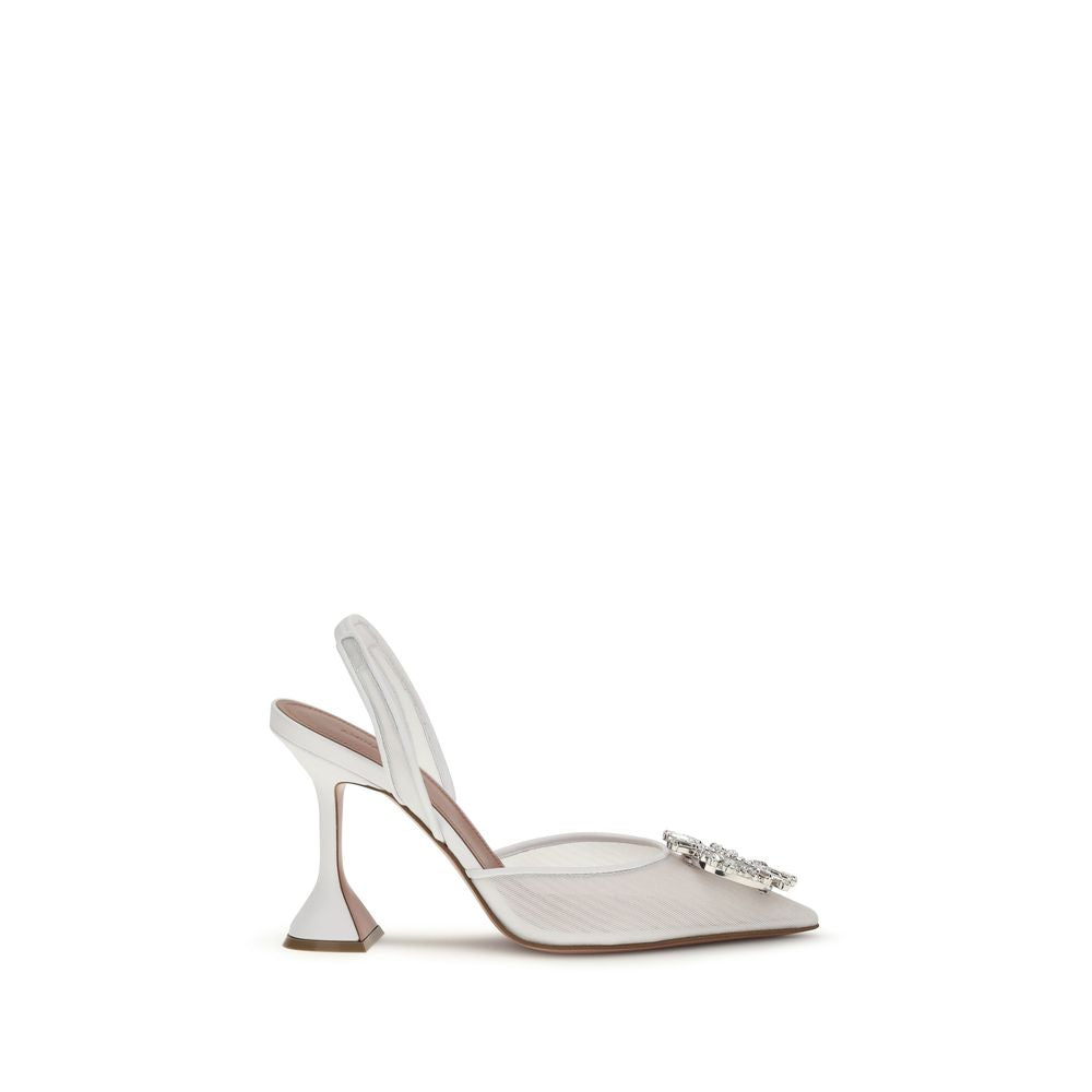 Escarpins Amina Muaddi blancs en polyester à talons hauts