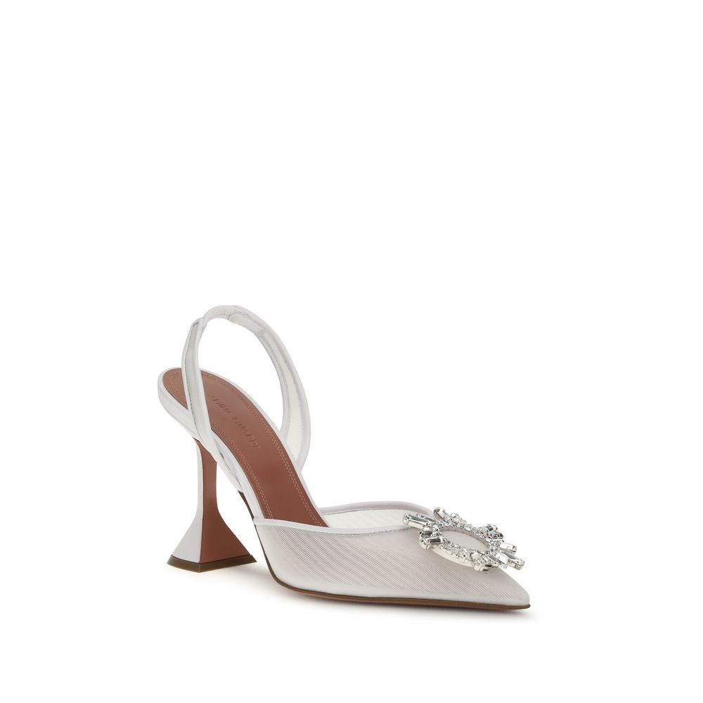 Escarpins Amina Muaddi blancs en polyester à talons hauts