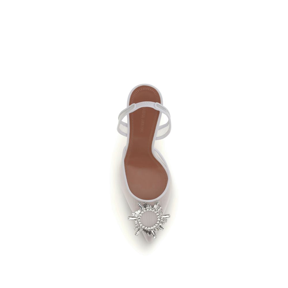 Escarpins Amina Muaddi blancs en polyester à talons hauts