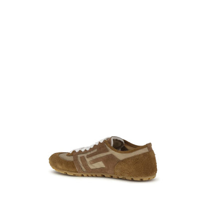 Balmain Sneakers Atletiche in Pelle di Vitello Beige Bos Taurus