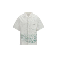 Camicia fantasia in cotone bianco Prada