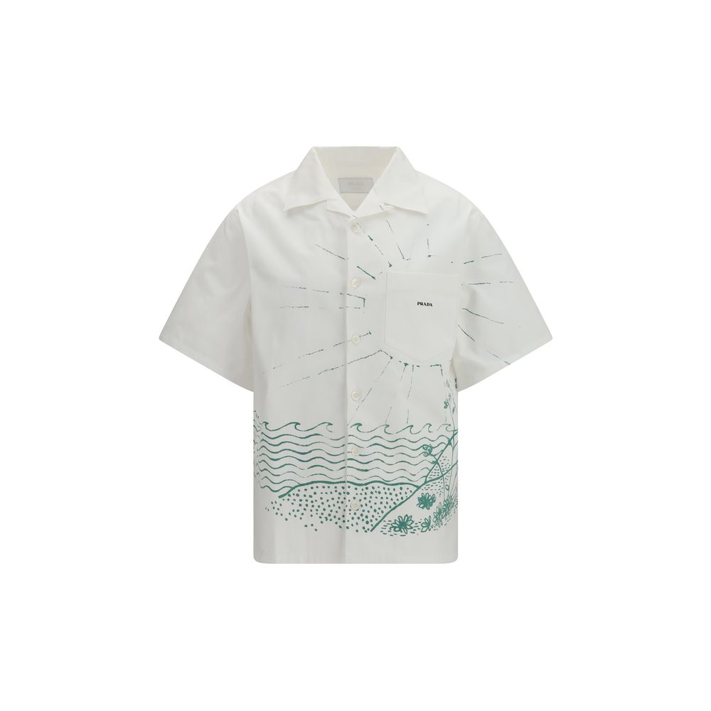 Chemise Prada en coton blanc à motifs