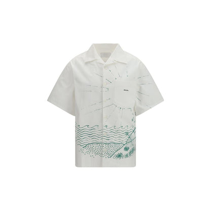Camicia fantasia in cotone bianco Prada