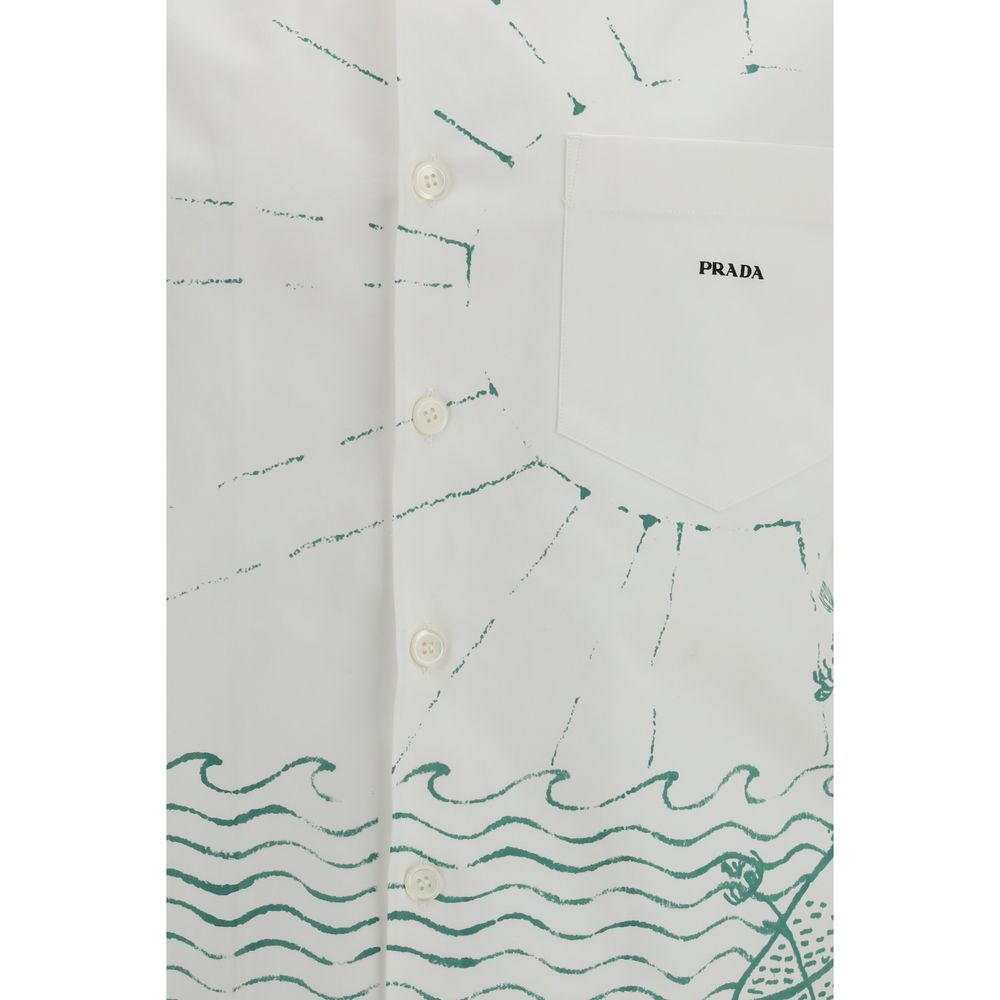 Chemise Prada en coton blanc à motifs
