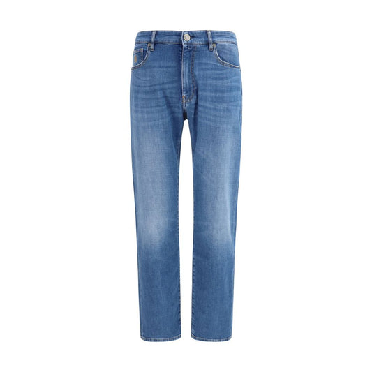 MooRER Jeans Dritti in Cotone Blu