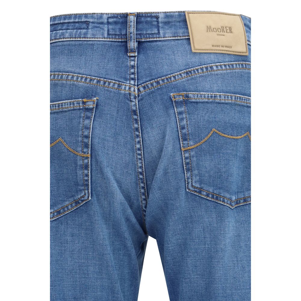 Jeans MooRER droits en coton bleu