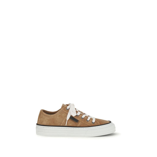 Brunello Cucinelli Sneakers Basse in Pelle di Vitello Beige Bos Taurus