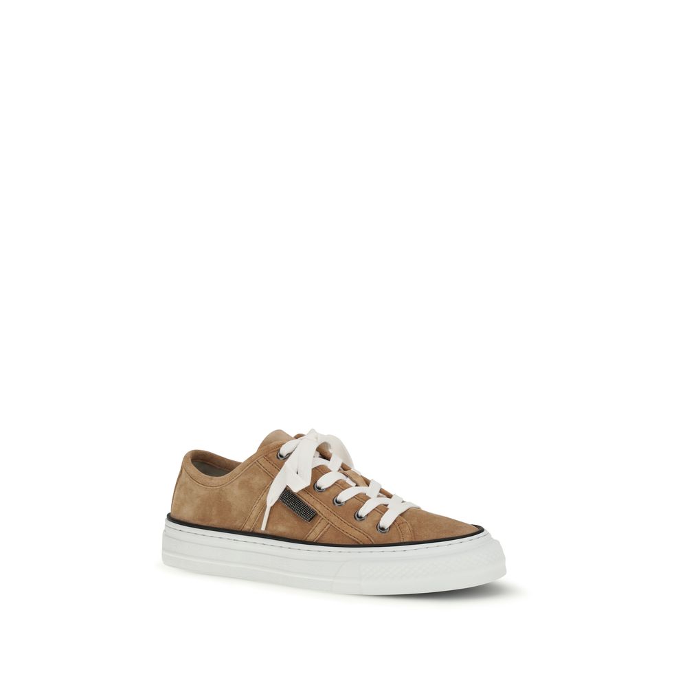 Baskets basses Brunello Cucinelli en cuir de veau beige Bos Taurus