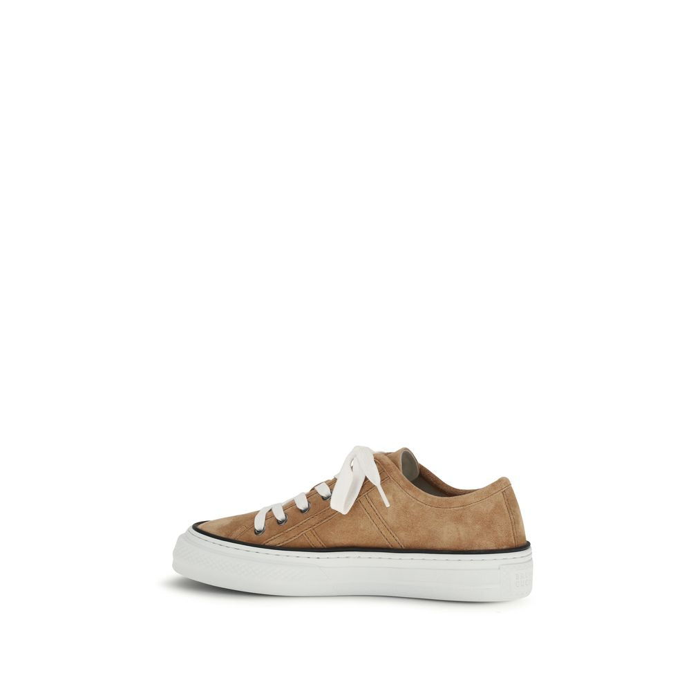 Baskets basses Brunello Cucinelli en cuir de veau beige Bos Taurus