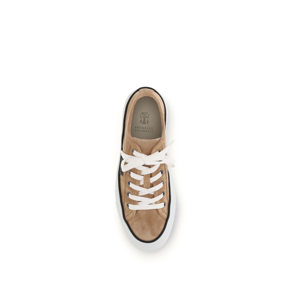 Baskets basses Brunello Cucinelli en cuir de veau beige Bos Taurus