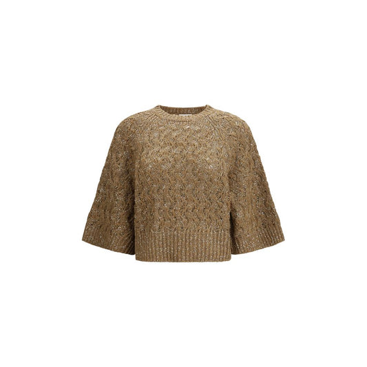 Felpa in Seta Beige Brunello Cucinelli